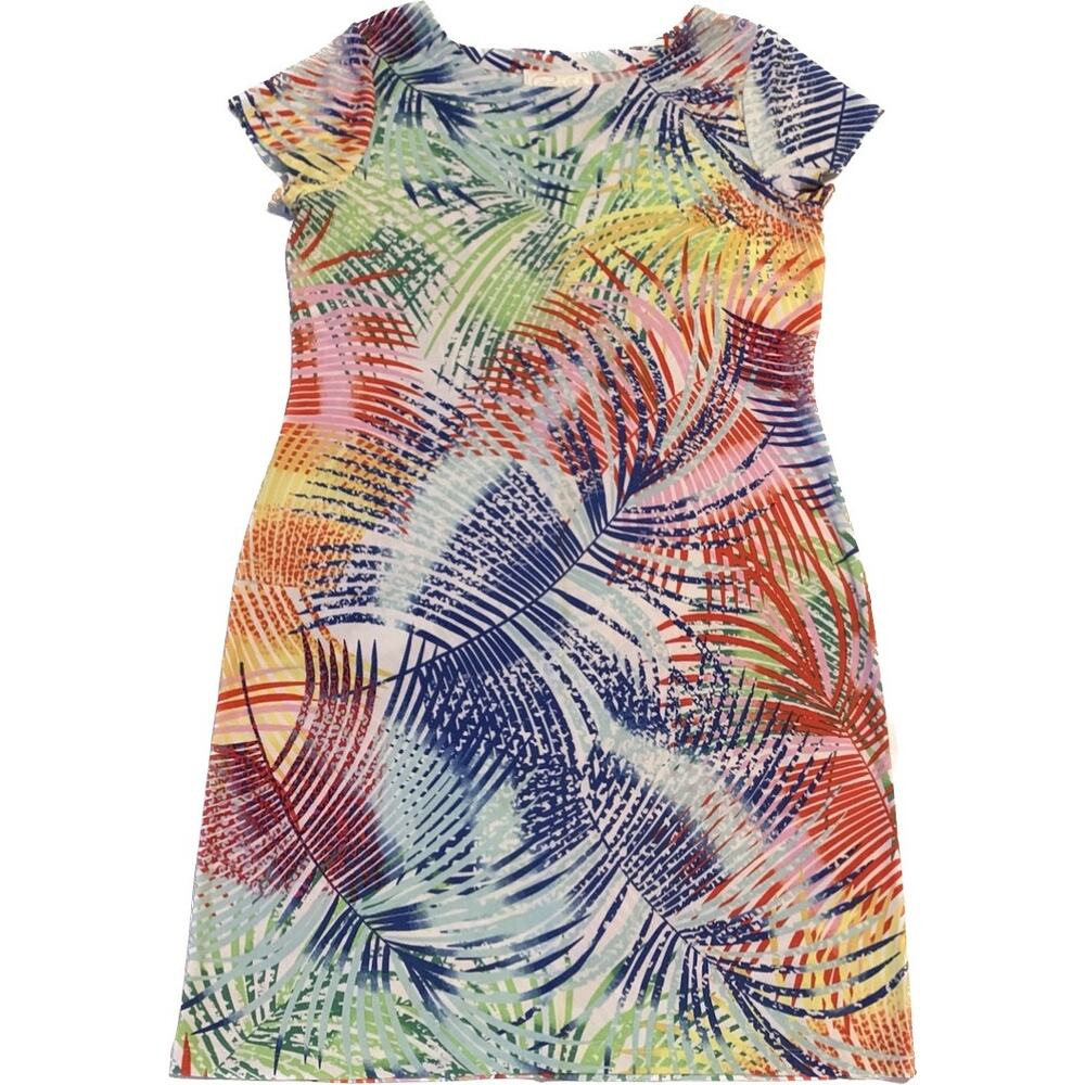 Pappagallo Womens Dress Size Medium Bright Tropical Print Stretch Resort Travel
